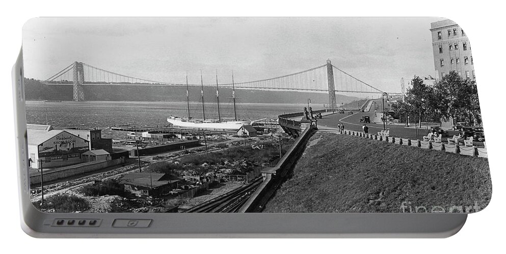 George Washington Bridge Portable Battery Charger featuring the photograph George Washington Bridge, 1931 by Cole Thompson