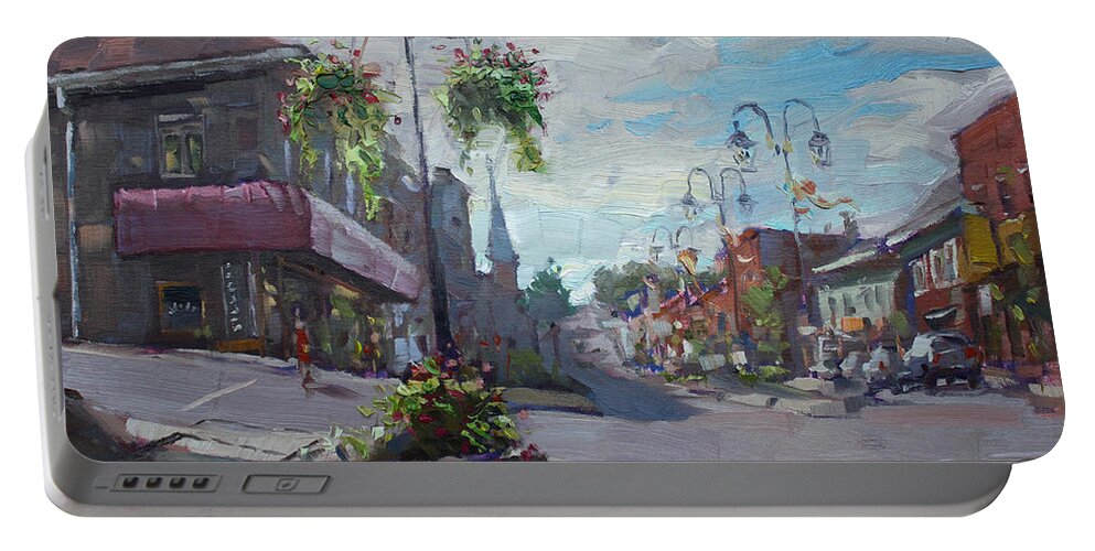 Georgetown Portable Battery Charger featuring the painting Georgetown Downtown by Ylli Haruni
