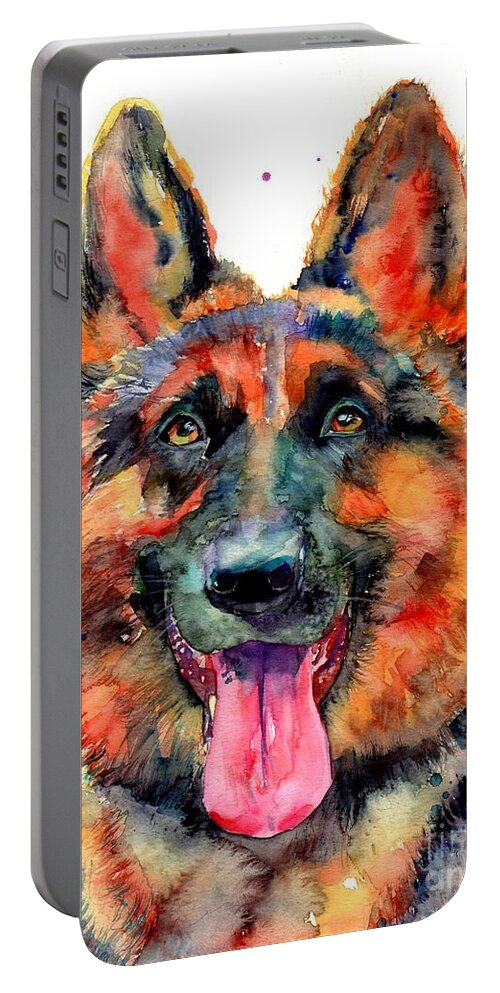 German Shepherd Portable Battery Charger featuring the painting German Shepherd Pet Portrait by Suzann Sines