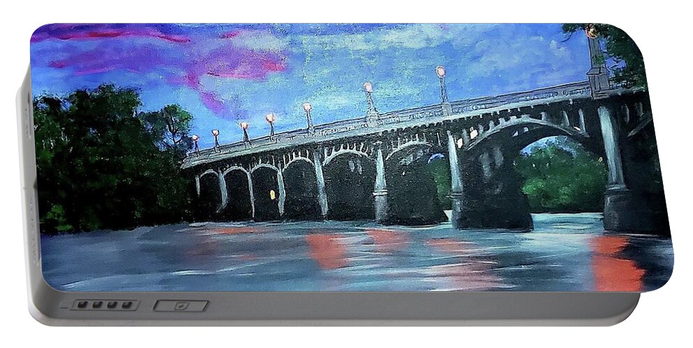 Gervais Street Bridge Portable Battery Charger featuring the painting Gervais Street Bridge by Amy Kuenzie