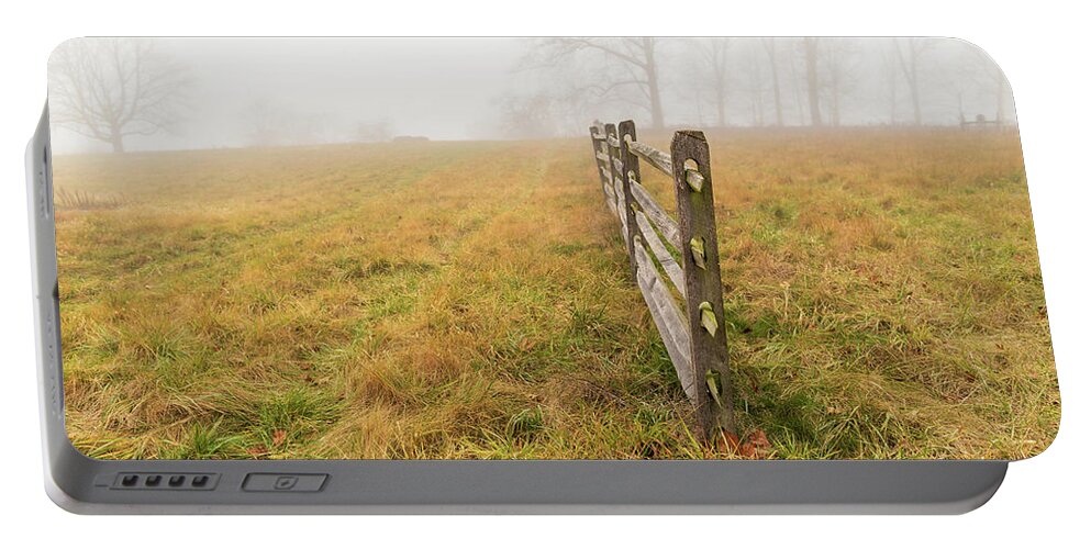 Landscape Portable Battery Charger featuring the photograph Gettysburg Fence Winter 2020 by Amelia Pearn