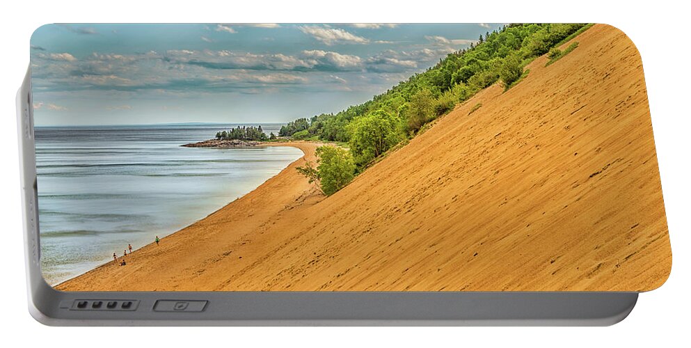 St Lawrence River Portable Battery Charger featuring the photograph Giant sand dune along the St. Lawrence river - Tadoussac, Quebec by Elvira Peretsman