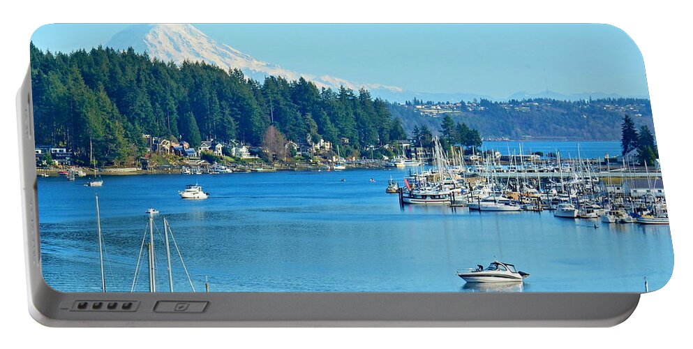 Landscape Portable Battery Charger featuring the photograph Gig Harbor/Mt. Rainier by Bill TALICH