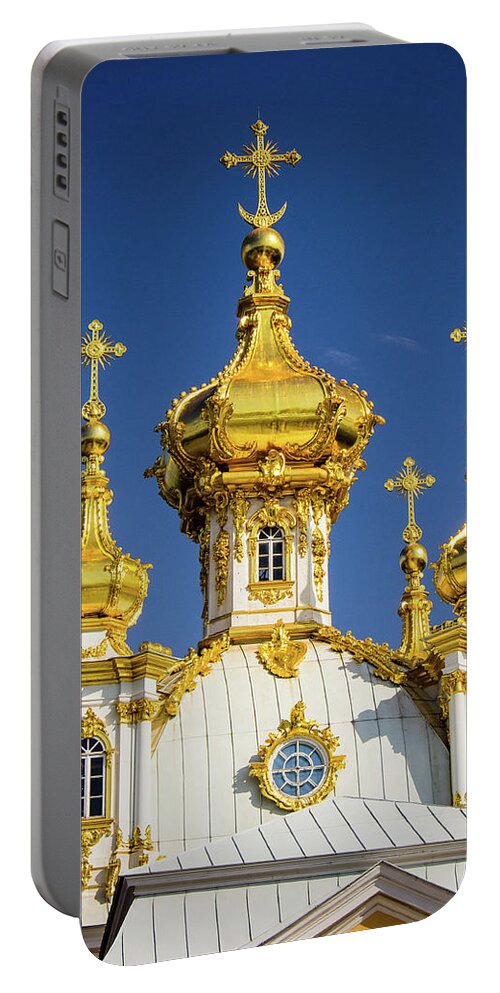 Peterhof Portable Battery Charger featuring the photograph Gilded Domes by Craig A Walker