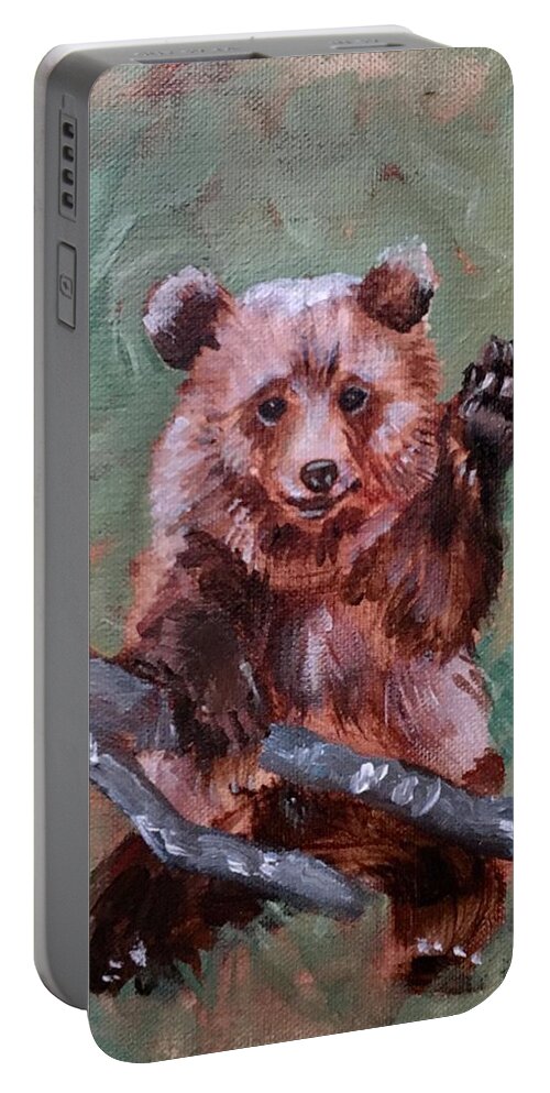 Animals Portable Battery Charger featuring the painting Gimme Five by Sofanya White