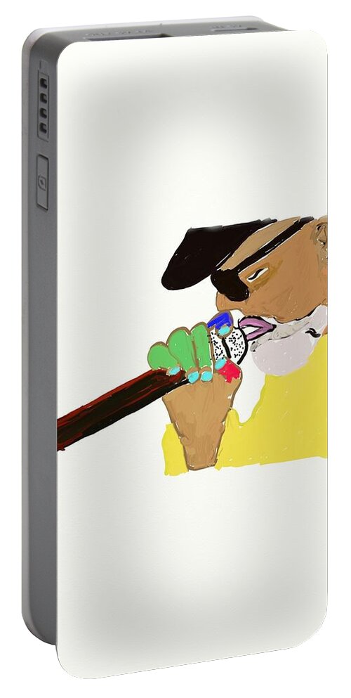 Microphone Portable Battery Charger featuring the digital art Gimme The Mic by ToNY CaMM