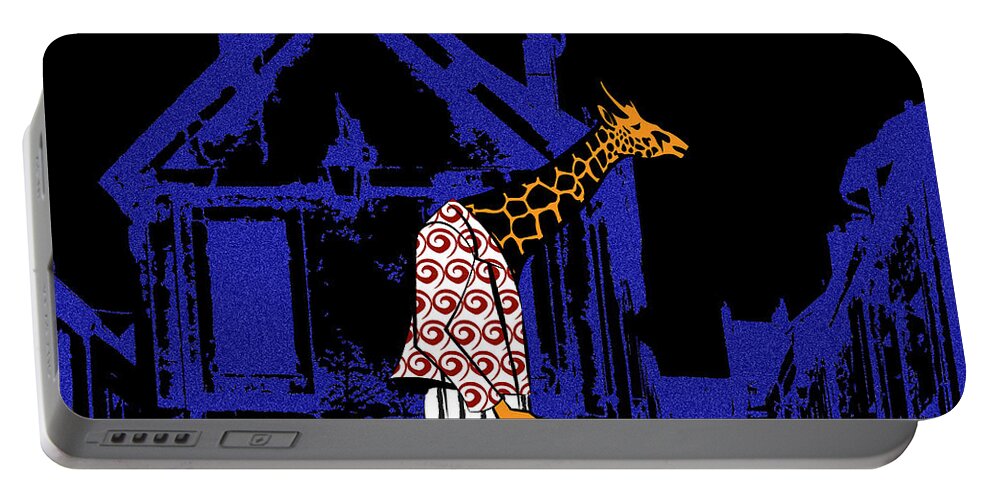 Giraffes Portable Battery Charger featuring the digital art Giraffes night walk by Piotr Dulski