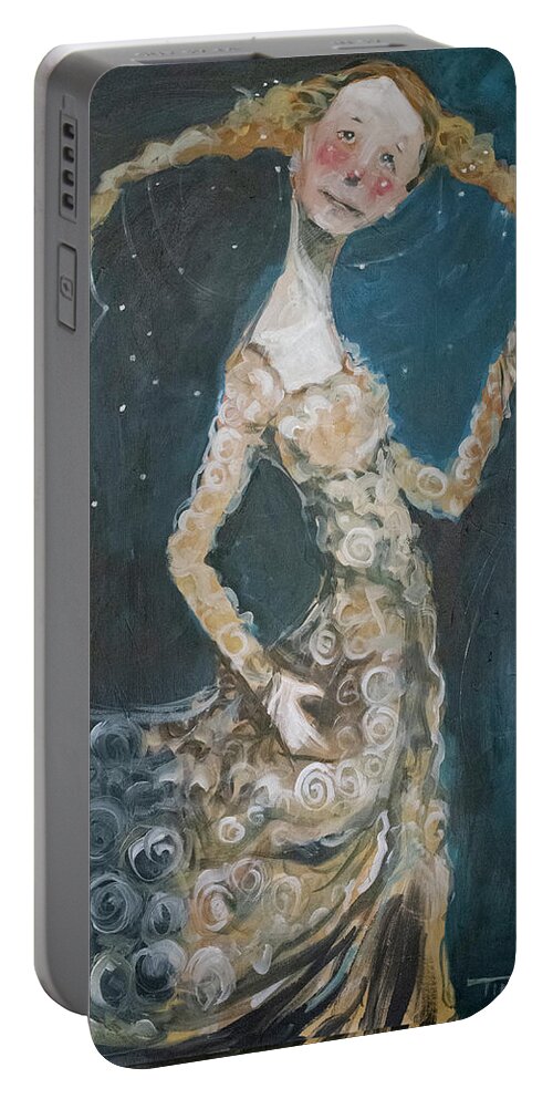 Ginger Portable Battery Charger featuring the painting Girl In Gown by Tim Nyberg