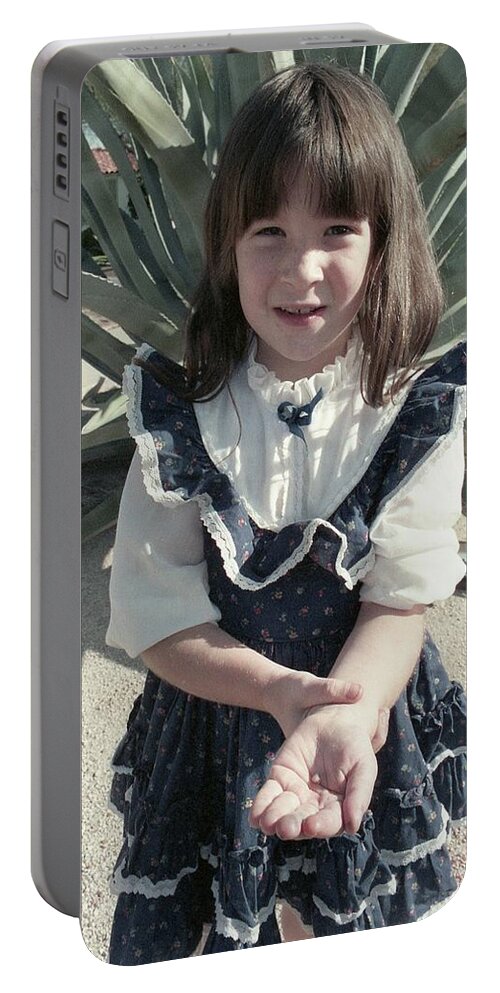 Tucson Portable Battery Charger featuring the photograph Girl with Tooth and Cactus by Jeremy Butler