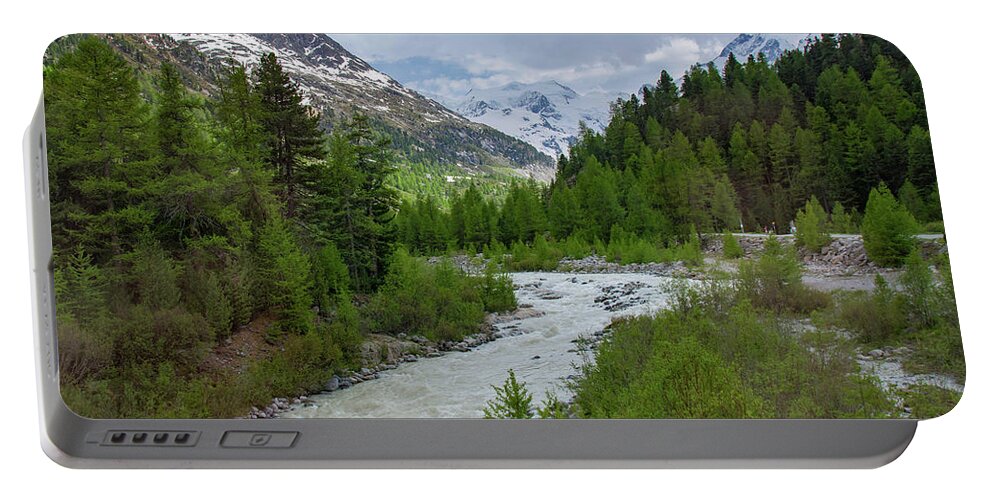 Alps Portable Battery Charger featuring the photograph Glacial River in the Swiss Alps by Matthew DeGrushe