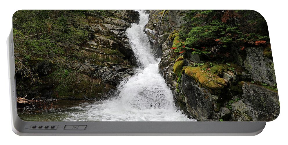 Aster Falls Portable Battery Charger featuring the photograph Glacier National Park - Aster Falls by Richard Krebs