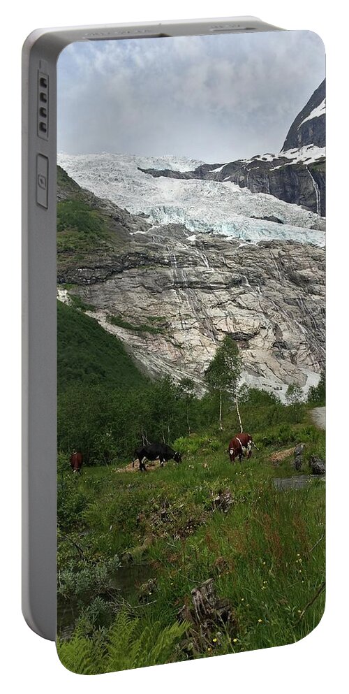 Glacier Portable Battery Charger featuring the photograph glacier Norway Norvege by Joelle Philibert