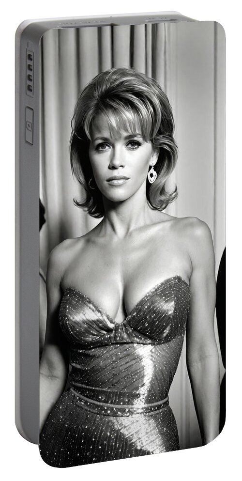 Glamour Portable Battery Charger featuring the photograph Glamour Girl Jane Fonda by My Head Cinema