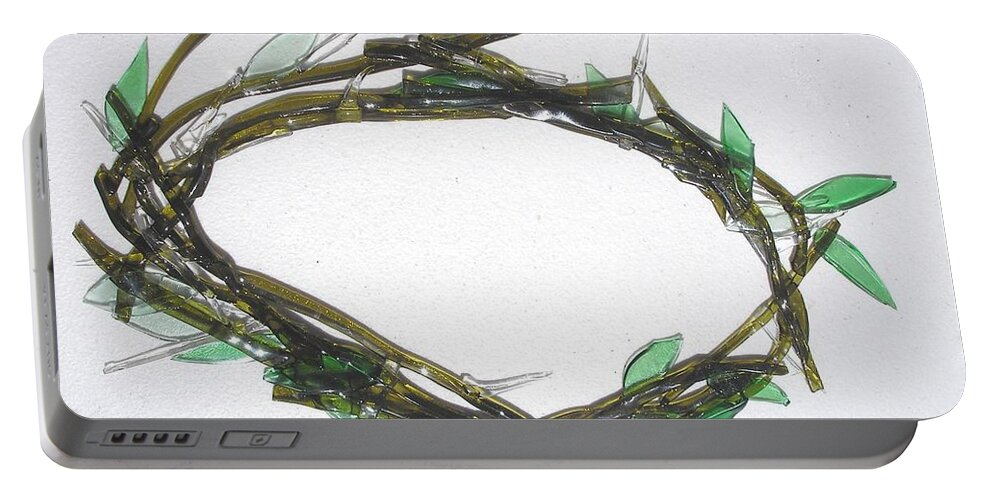 Crown Of Thorns Portable Battery Charger featuring the glass art Glass Crown of Thorns V1 by Karen Jane Jones