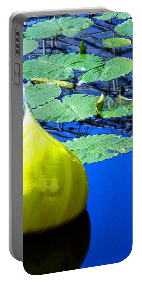 Landscape Portable Battery Charger featuring the photograph Glass Sculpture Water Lily Missouri Botanical Garden by Patrick Malon