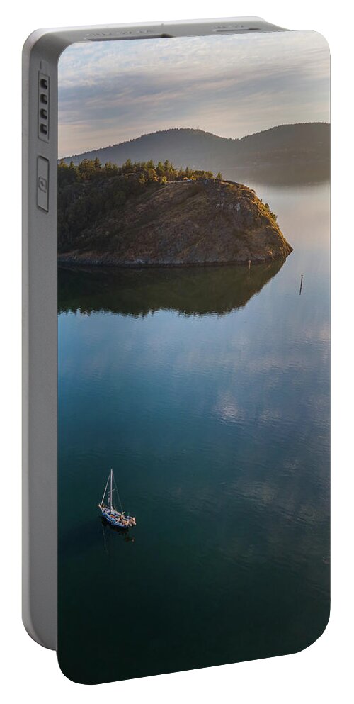 Sailboat Portable Battery Charger featuring the photograph Glassy Calm by Michael Rauwolf