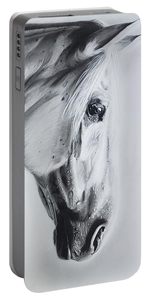 Horse Portable Battery Charger featuring the drawing Gleam- original by Alexis King-Glandon