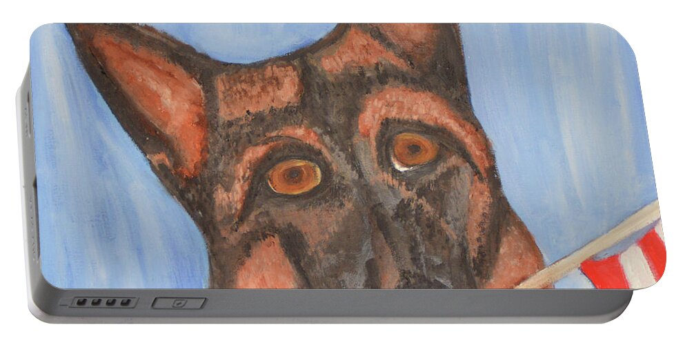 Dogs Portable Battery Charger featuring the painting Glory by Anita Hummel