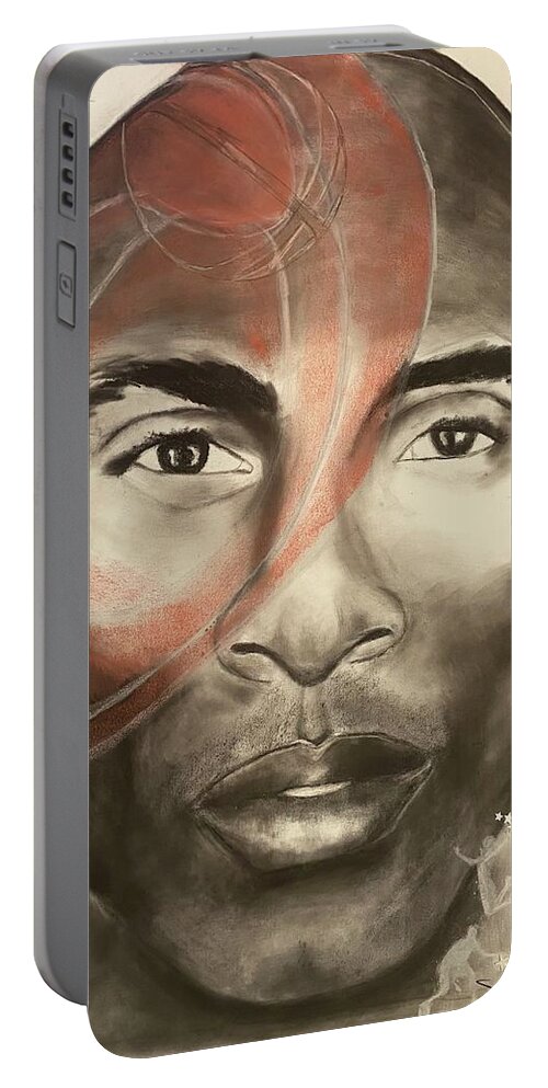  Portable Battery Charger featuring the mixed media G.o.a.t by Angie ONeal