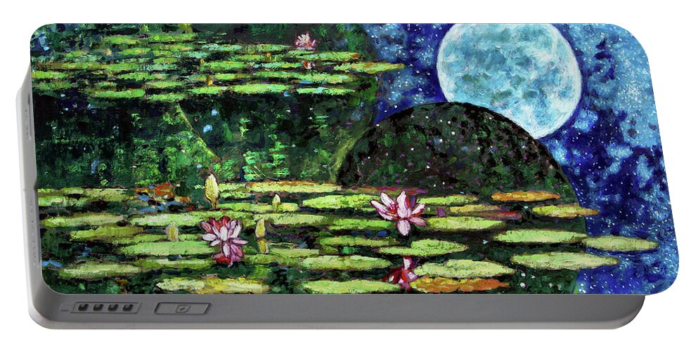 Water Lilies Portable Battery Charger featuring the painting God's Dream by John Lautermilch