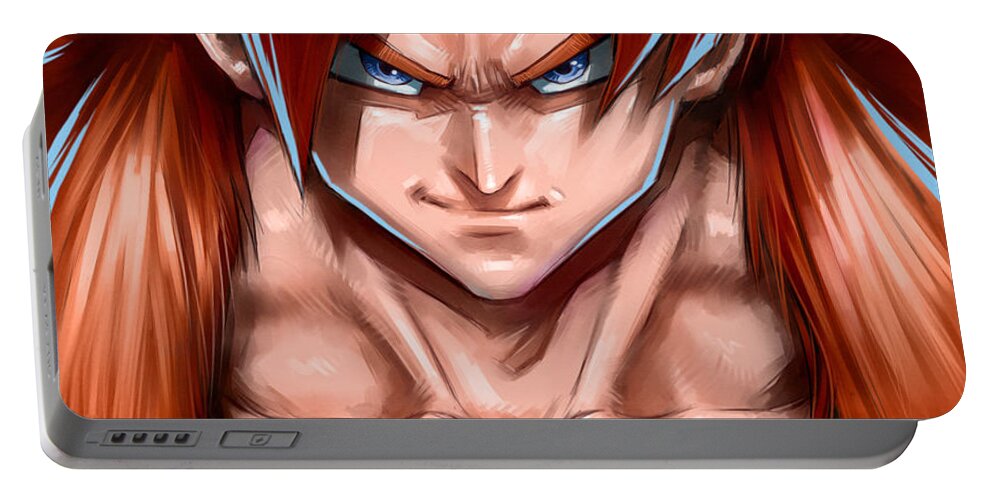 Gogeta Portable Battery Charger featuring the digital art Gogeta SS4 by Darko B