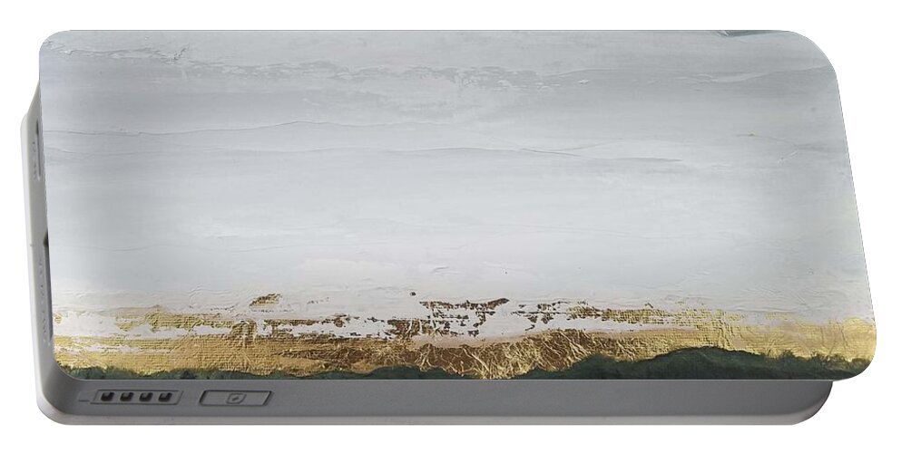  Portable Battery Charger featuring the painting Gold Horizon Lake by Caroline Philp