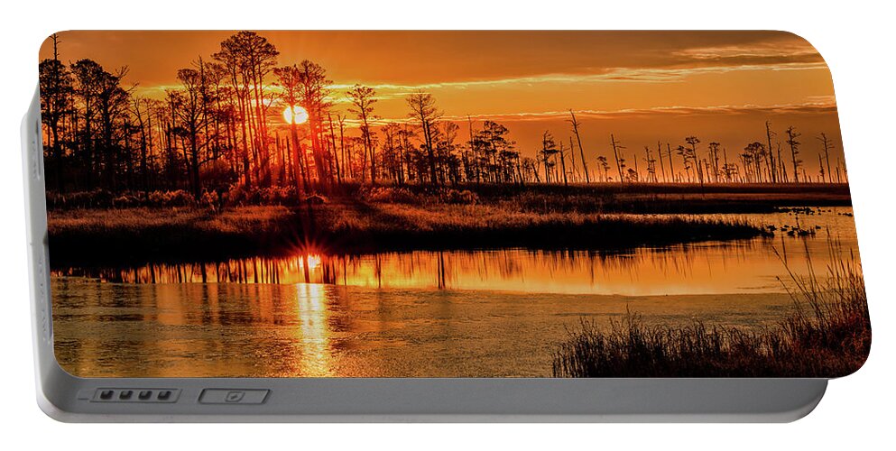 Golden Hour Portable Battery Charger featuring the photograph Golden Blackwater by C Renee Martin