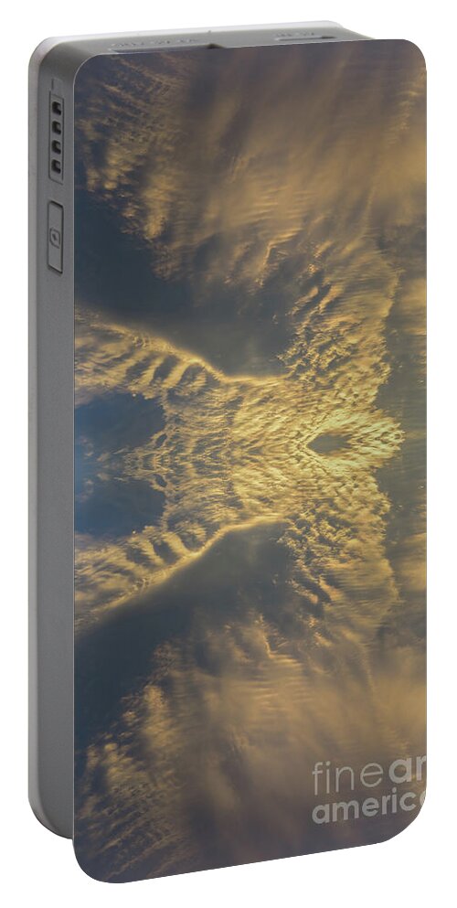 Clouds Portable Battery Charger featuring the digital art Golden clouds in the sunset sky 2 by Adriana Mueller