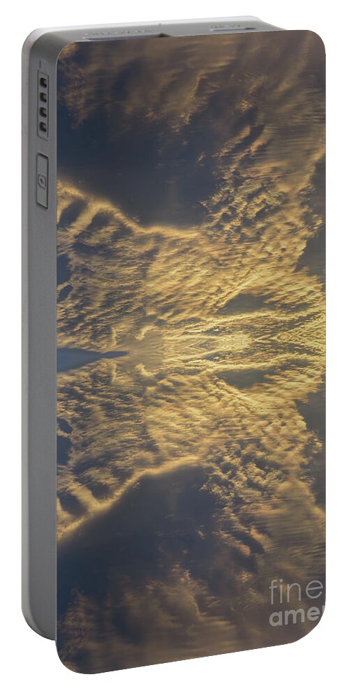 Clouds Portable Battery Charger featuring the digital art Golden clouds in the sunset sky 3 by Adriana Mueller