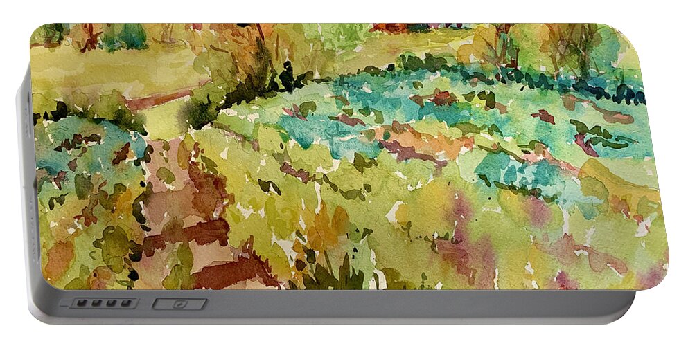 Flowers Portable Battery Charger featuring the painting Golden Fields by Patsy Walton