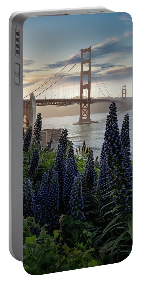 Bridge Portable Battery Charger featuring the photograph Golden Gate at the Presidio IV by Steve Berkley