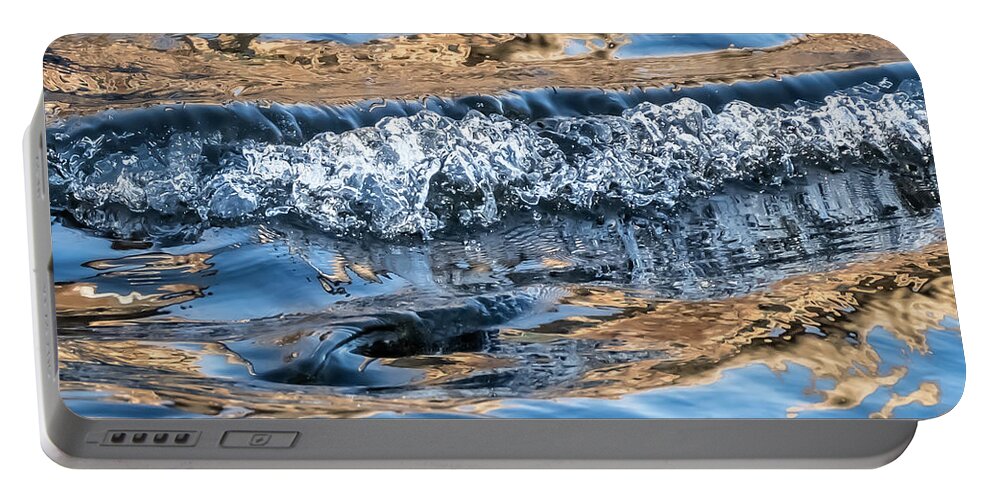 Water Portable Battery Charger featuring the photograph Golden Hour Wave by Linda Bonaccorsi