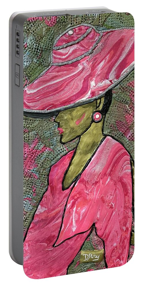 Polymer Clay Portable Battery Charger featuring the mixed media Golden Lady by Deborah Stanley