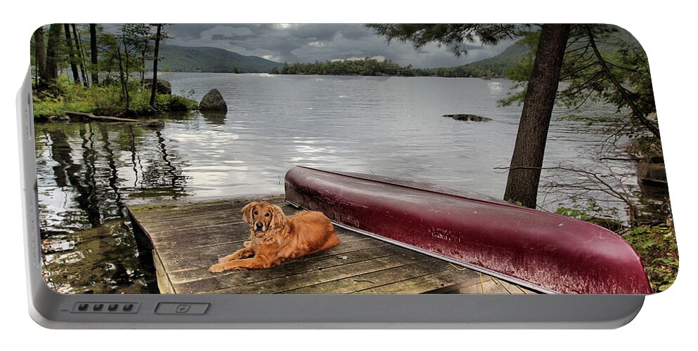 Lake Portable Battery Charger featuring the photograph Golden Lake Storm Overhead by Russ Considine