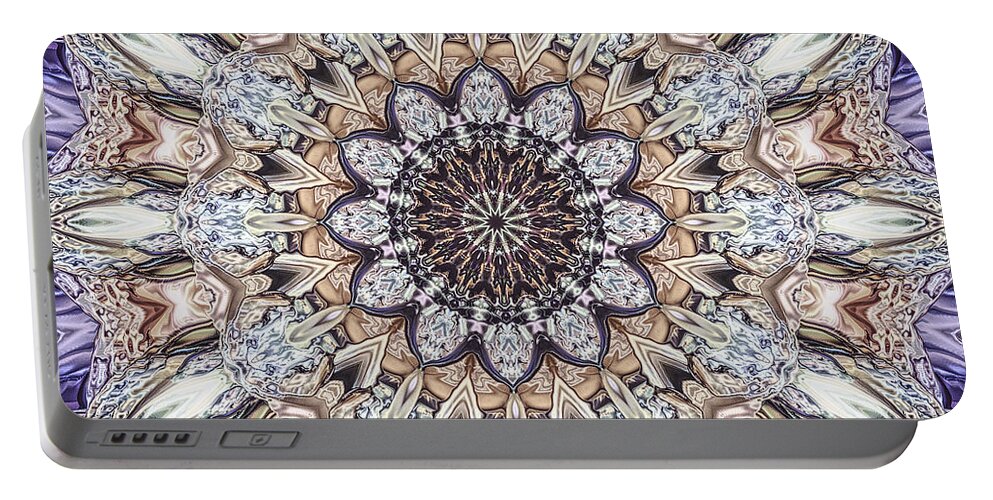 Mandala Portable Battery Charger featuring the digital art Golden Layers Abstract by Phil Perkins