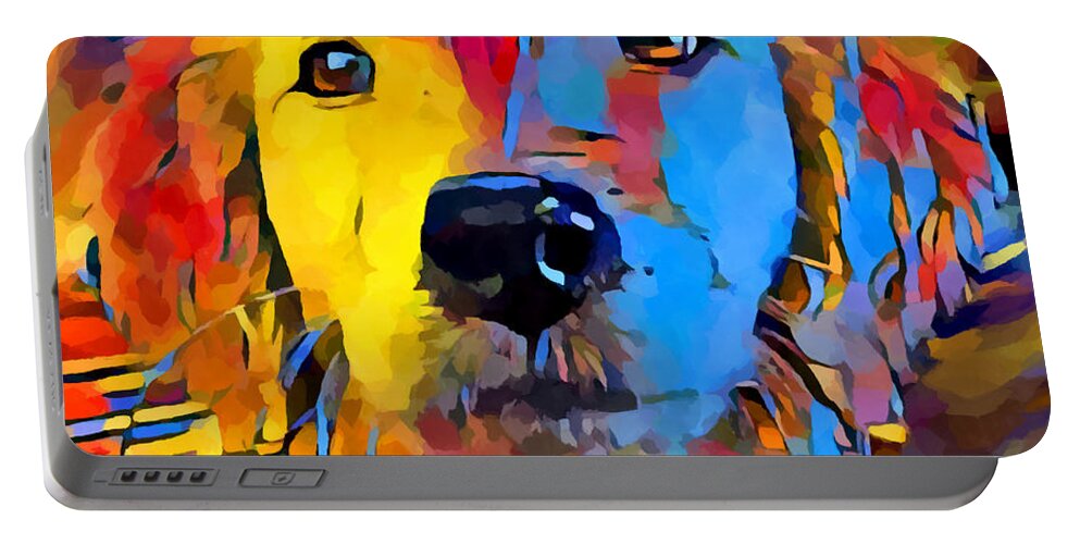 Golden Retriever Portable Battery Charger featuring the painting Golden Retriever 10 by Chris Butler