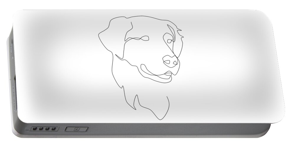 Golden Retriever Portable Battery Charger featuring the drawing Golden Retriever Line Art by Jindra Noewi
