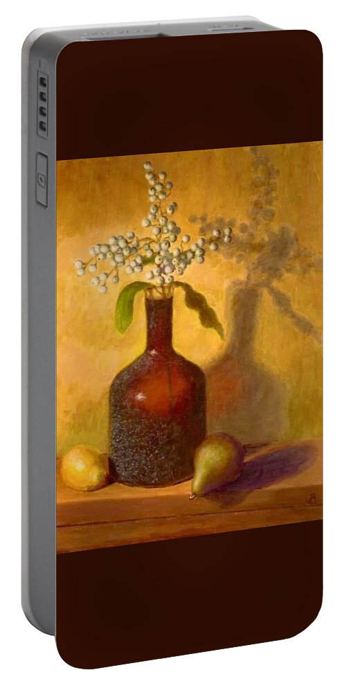 Still Life Portable Battery Charger featuring the painting Golden Still LifeStill by Joe Bergholm