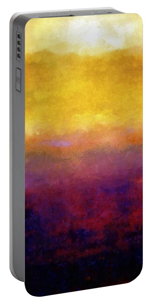 Abstract Portable Battery Charger featuring the painting Golden Sunset by Michelle Calkins