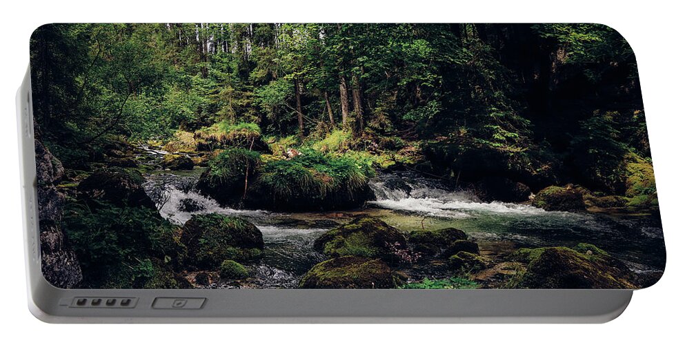 Path Portable Battery Charger featuring the photograph Gollinger Wasserfalls by Vaclav Sonnek