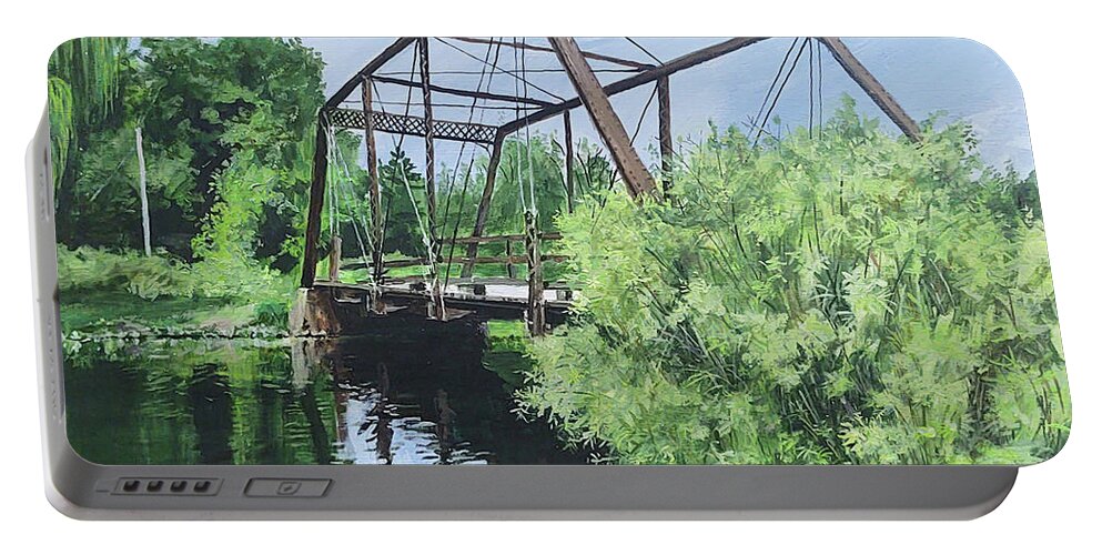 Bridge Portable Battery Charger featuring the painting Gone Fishing by William Brody