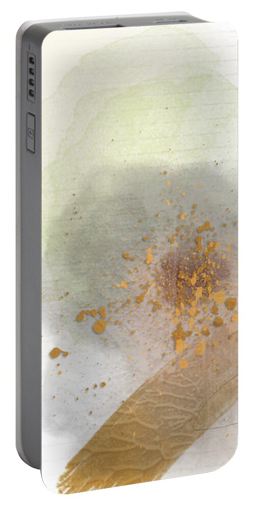 Yellow Portable Battery Charger featuring the mixed media Good Door Sunshine by Moira Law