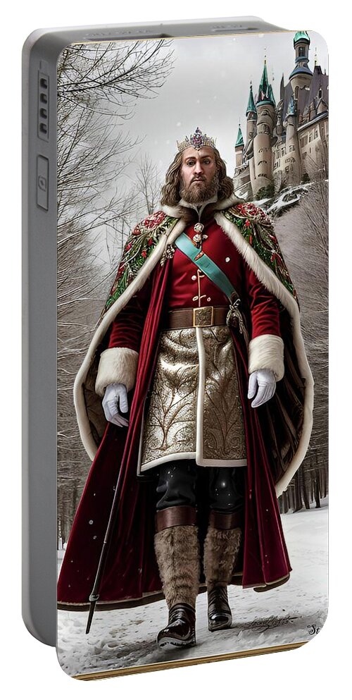 Christmas Portable Battery Charger featuring the digital art Good King Wenceslas by Stacey Mayer