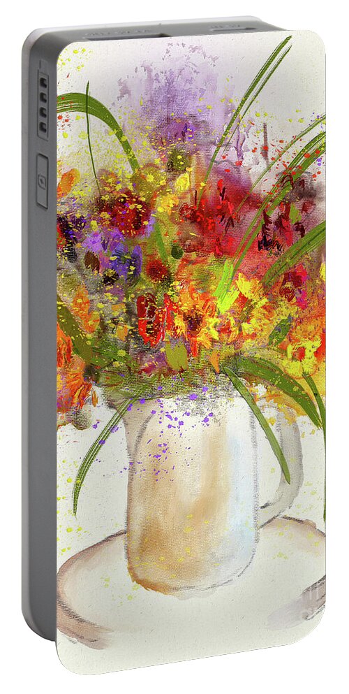 Flowers Portable Battery Charger featuring the digital art Goodbye Winter by Lois Bryan