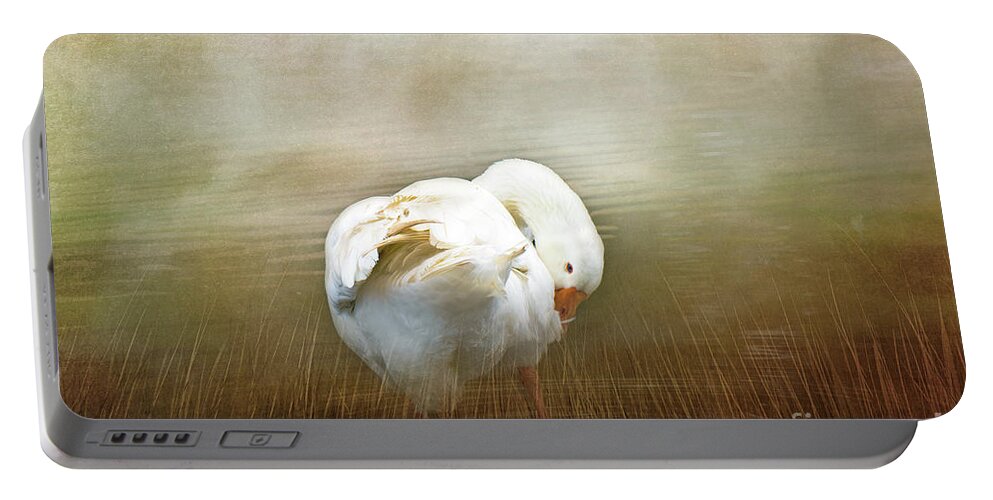 Goose Portable Battery Charger featuring the photograph Goose with an Itch by Elaine Teague