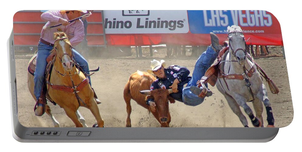 Rodeo Portable Battery Charger featuring the photograph Gotch Ya by Ron Roberts