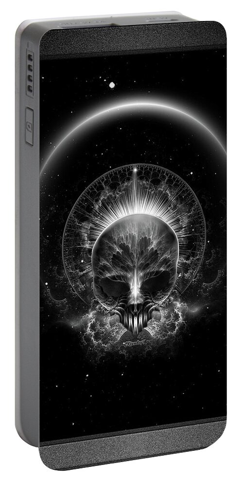 Fractal Skull Abstract Digital Art Portable Battery Charger featuring the digital art Gothic Skull Blaze Abstract Digital Art by Rolando Burbon