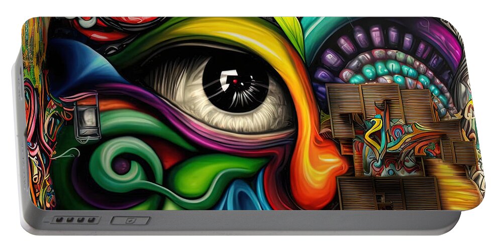 Graffiti Portable Battery Charger featuring the digital art Graffiti Design Series 1115-a by Carlos Diaz