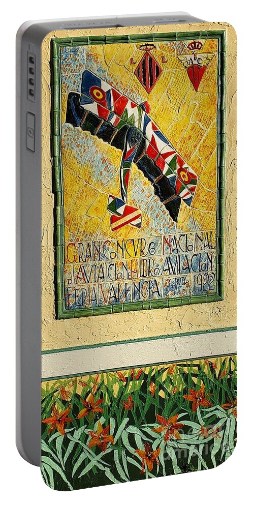 1922 Portable Battery Charger featuring the mixed media Gran Concurso, 1922 by Merana Cadorette