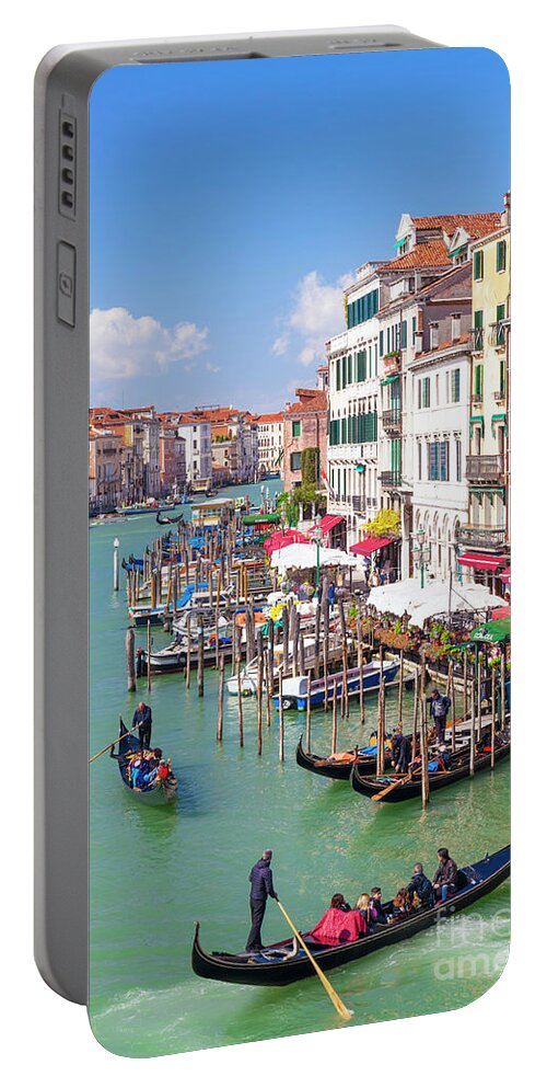 Italy Portable Battery Charger featuring the photograph Grand Canal Gondolas, Venice by Neale And Judith Clark
